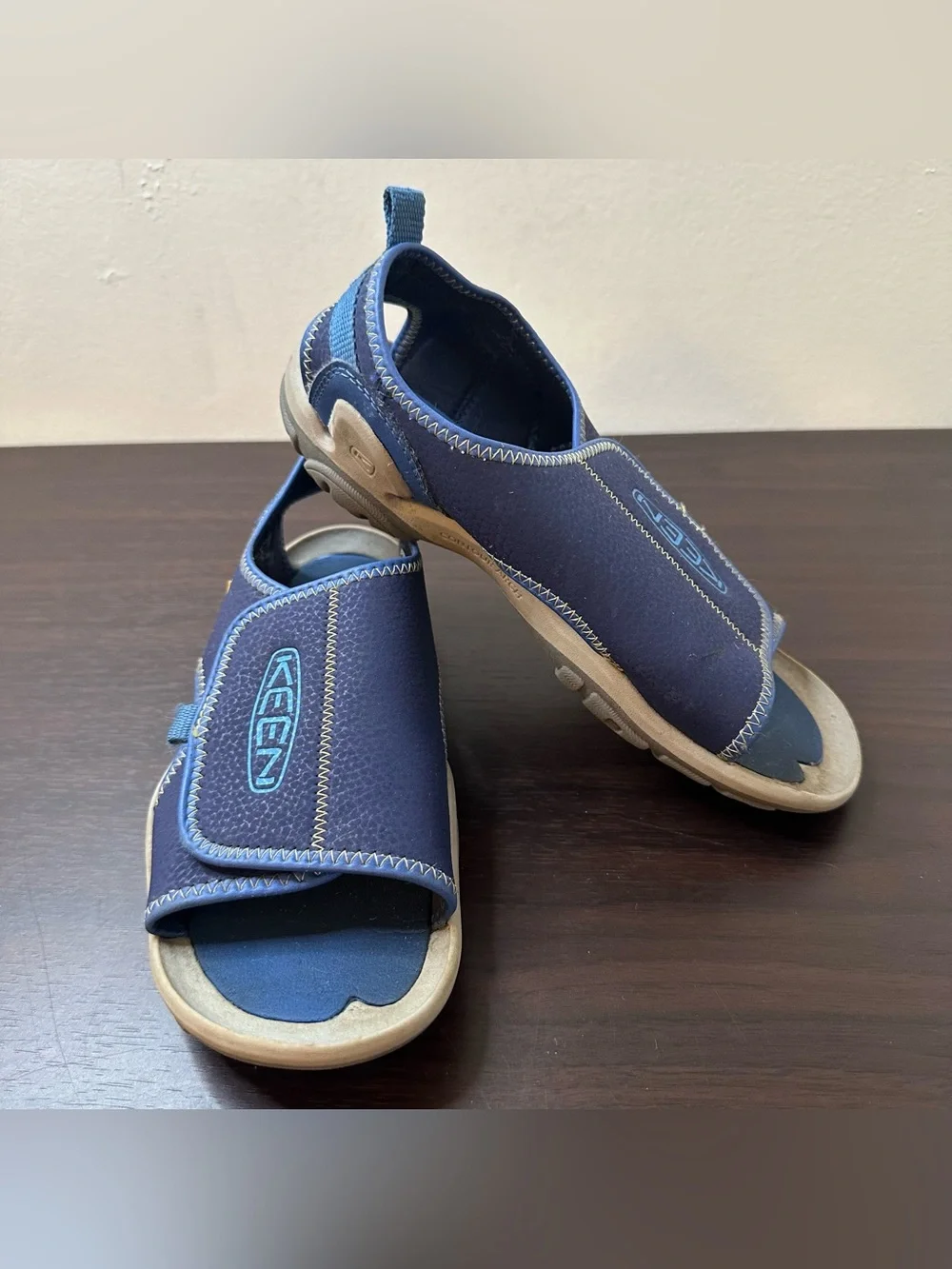 KEEN Knotch River OT Slip-On Sandals Blue Hook & Loop Adjustable Strap US 3 Kids
